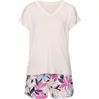 LASCANA Kort pyjamas ljusblå / rosa / pastellrosa / svart