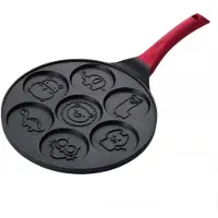 Cosy Homes 7-håls Minipannkakstillverkare Pannkakspanna med Söta Mönster Non-stick Pannkaksformar för Barn Ägg röd