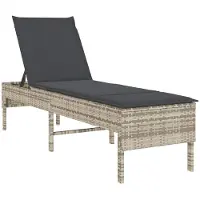 vidaXL Solstol med dyna ljusgrå 55x200x44cm konstrotting