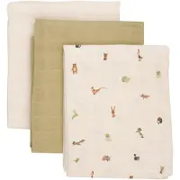 Pippi Baby Pippi Muslinfiltar - 3-pack - 70x70 cm - Woodsmoke - - 70x70 cm - Muslinfilt
