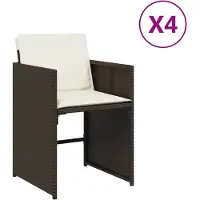 vidaXL Trädgårdsstolar med dynor 4 st brun konstrotting