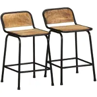 vidaXL Barstolar 2 st 46x35,5x70 cm massivt trä grov mango