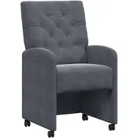 vidaXL Matstolar med hjul 2 pcs Mörkgrå 58 x 67 x 97 cm Sammet