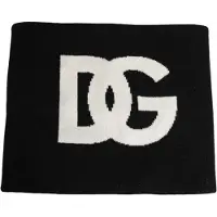 Dolce&Gabbana Svart D&G-logotyp i kashmir stickad herrsjal i en storlek