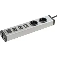 Ehmann USB-laddare 6x USB-A, Jordat kontaktuttag Grå, Svart Inomhus