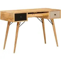 vidaXL Skrivbord med låda Brun 110 x 55 x 76 cm Massivt mangoträ