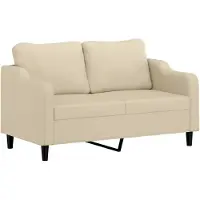 vidaXL 2-sitssoffa, krämfärgad, 140 cm, klädd i tyg