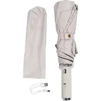Cosy Homes Bärbart fläktparaply helautomatiskt svart limduk dubbel användning 10 ribbor hopfällbart paraply för beige