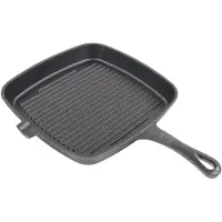 Cosy Homes Gjutjärnsgrillpanna Ergonomiskt långt handtag Praktisk hällpip Fyrkantig grillpanna för hemma utomhus L