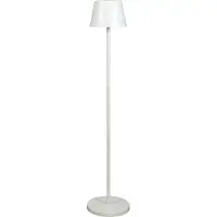 Konstsmide LED-batteridriven golvlampa Pomezia, vit, 124 cm, IP54, USB dimbar, Vitt / opal, Vardagsrum / matsal, Aluminium / grå / zink, Modern