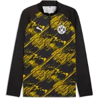 Puma Dortmund Träningströja Pre Match 1/4 Blixtlås - Svart/Gul, storlek Small