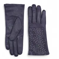 Infinity Leather Dam Lila Italienska Läder Vinterhandskar med Nitar och Foder i Ull