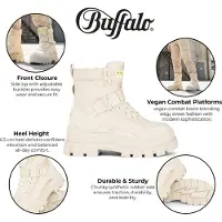Buffalo Dam Beige Chunky Platform Höga Ankelstövlar - ASPHA-COM1