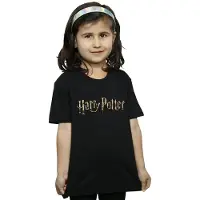 Harry Potter T-shirt i bomull med logotyp i fullfärg för flickor (Svart)
