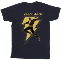 DC Comics T-shirt i bomull med bröst av Black Adam Golden Bolt för flickor (Marinblått)
