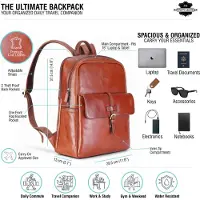 Infinity Leather Äkta Läder Brun Vintage Laptop Ryggsäck Resväska - Cove