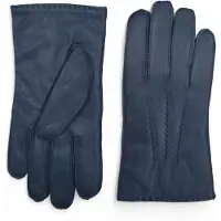 Infinity Leather Herrhandskar i marinblått italienskt läder med varmt ullfoder och vintersömmar för ridning och körning, avslappnade vinterhandskar
