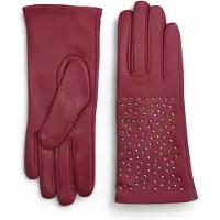 Infinity Leather Dam Röda Italienska Läderhandskar Med Mjukt Ullfoder Vinterns Nitdesignade Körhandskar