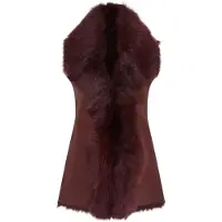 Infinity Leather Vinröd Toscana Shearling Nappa Läder Fårskinnsväst Dam - Parkes