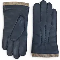 Infinity Leather Herrhandskar i marinblått italienskt läder med varmt ullfoder för vinterridning och körning, avslappnade