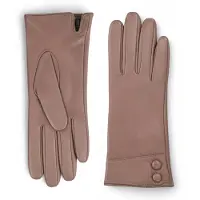 Infinity Leather Damhandskar i nakenbeige italienskt läder med mjukt ullfoder och knappdesign för vinterkörning