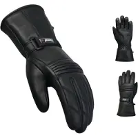 Infinity Leather Herr Termiska motorcykel vadderade svarta läderhandskar vattentäta vinter-sommar bikerskydd
