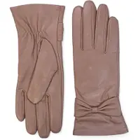 Infinity Leather Damhandskar i nakenbeige italienskt läder med mjukt ullfoder och rosettdesign