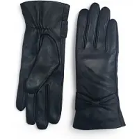 Infinity Leather Svarta italienska läderhandskar med mjukt ullfoder för dam och rosettdesign