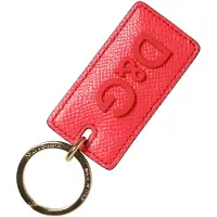 Dolce&Gabbana Röd kalvskinnsnyckelring med metallring för män