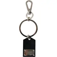 Dolce&Gabbana Svart Sint Glasplakett DG-logotyp Metallplatta Nyckelring