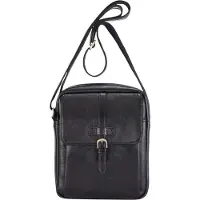 Infinity Leather Äkta Läder Svart Vintage Axelremsväska Messenger Resväska - Ashby