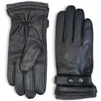 Infinity Leather Herrhandskar i svart italienskt läder med varmt ullfoder, vintercykling och körning, avslappnade