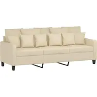 vidaXL 3-sitssoffa gräddvit 180 cm tyg