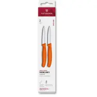 Victorinox Swiss Classic 6.7609.2C1 Straight, Orange, set of 2 vegetable knives, 8 cm