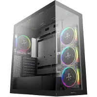 DeepCool CG580 4F V2 - Tower - ATX - genomskinlig sidopanel (härdat glas) - ingen strömförsörjning (ATX / PS/2) - svart - USB/ljud