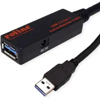 Roline USB-kabel USB 3.2 Gen1 USB-A kontakt, USB-A uttag 15.00 m Svart 12.04.1071
