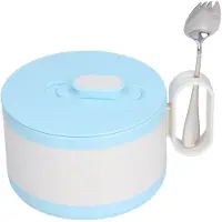 Cosy Homes Ramen-skål i rostfritt stål Dubbelisolering Snabbnudelskål med lock för kontorsarbetare L(for 6.5-9kg) blå