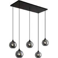 QAZQA Art Deco Pendellampa Svart med Rökglas 5-ljus - Wallace