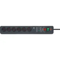 Brennenstuhl ÜSS Secure-Tec Akustik överspänningsskyddad grenuttag, 6‑uttag, 3 m