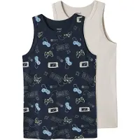 Name it Linnen - Noos - NkmTank - 2-pack - Marinblå Kavaj/Pumppa - - 7-8 år (122-128) - Linne