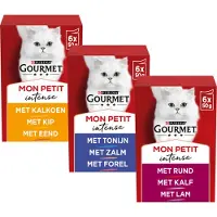 Gourmet Mon Petit Intense med nötkött, kalv och lamm våtfoder katt