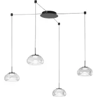 FABAS LUCE Glas pendellampa Brena, dimbar, Genomskinlig / transpare, Vardagsrum / matsal, Glas, Modern, Pendellampa