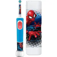 Oral-B Vitality Pro Kids Spiderman, Barn, Roterande och oscillerande tandborste, Daglig vård, Känslig, Super sensitive, Blå, Röd, 7800 rörelser per minut, 4 x 30 sec