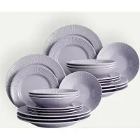 Fyrklövern Nordic Dawn tallriksset 24 delar, Ljung, 8 pers Servis Tallrikar set