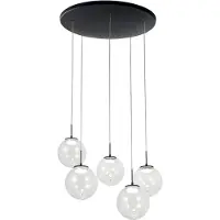 FABAS LUCE Glas pendellampa Ariel, dimbar, Svart, Vardagsrum / matsal, Glas, Modern, Pendellampa