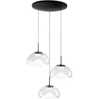 FABAS LUCE Pendellampa Brena, dimbar, Svart, Vardagsrum / matsal, Glas
