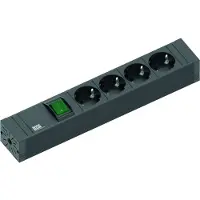 Bachmann 420.0012 Förgreningsdosa med brytare 4x Svart Skyddskontakt 1 st