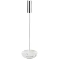 Sigor Nucandle LED uppladdningsbar bordslampa, vit/silver, IP54, dimbar Nucandle,, Vitt / opal, Vardagsrum / matsal, Aluminium / grå / zink