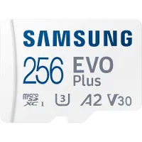 Samsung EVO Plus microSD-Kort Box 256 GB UHS-I, v30 Video Speed Class, A2 Application Performance Class inkl. SD-adapter