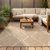 FRAAI Utomhusmatta i jute | Fora Lines natur hos Volero | 160x230 cm | Polypropen | Romb | Rektangulär | Plattvävd